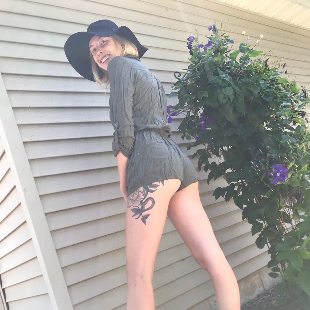 Long Sleeved Army Green Romper